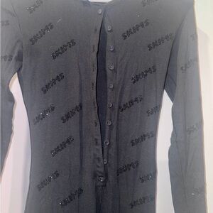 SKIMS Black Button-Up Pajama Set